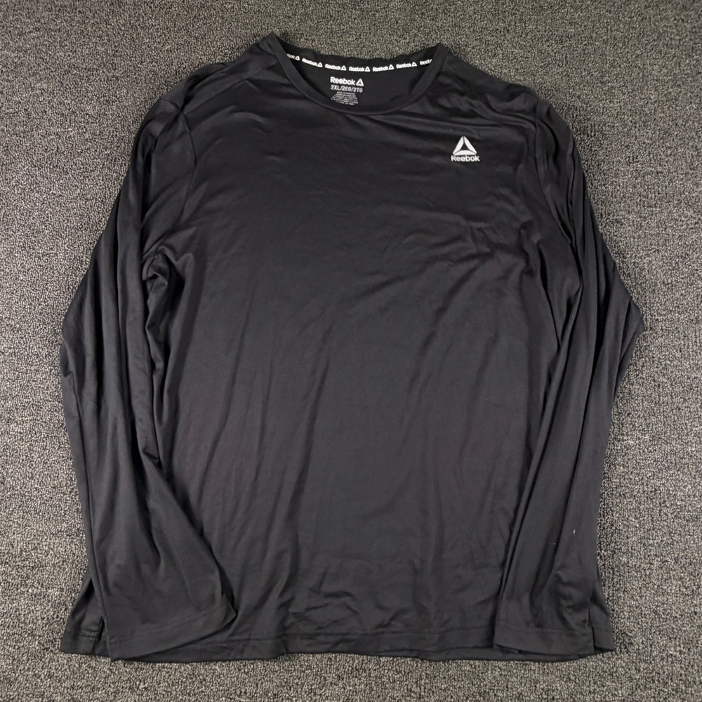 Reebok Shirt Mens 2XL REM243TL14 Black Long Sleeve Performance EUC